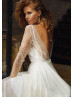 Gold Lace Ivory Tulle Tea Length Wedding Dress